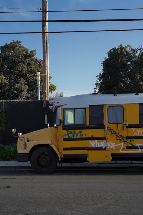 Immagine gratuita di giallo, scuolabus, strade della città