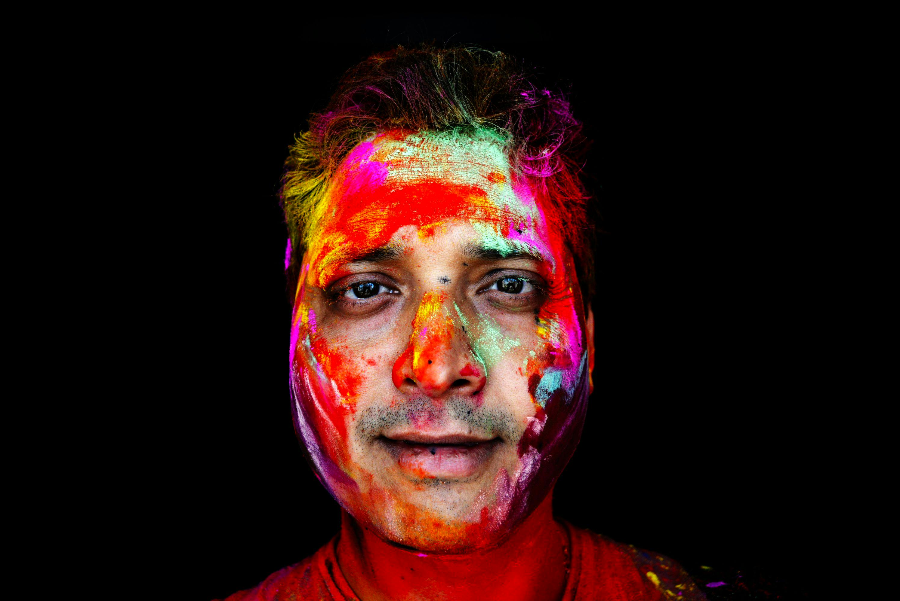 Portrait Of Man With Face Paint Free Stock Photo