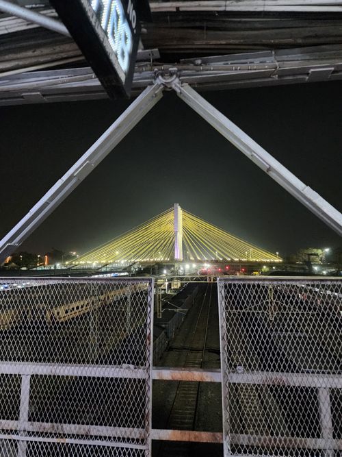 Free stock photo of nightime, nighttime, suspension bridge Stock Photo