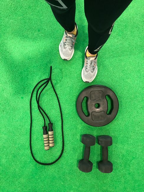 Person doing a high-intensity interval training workout at home