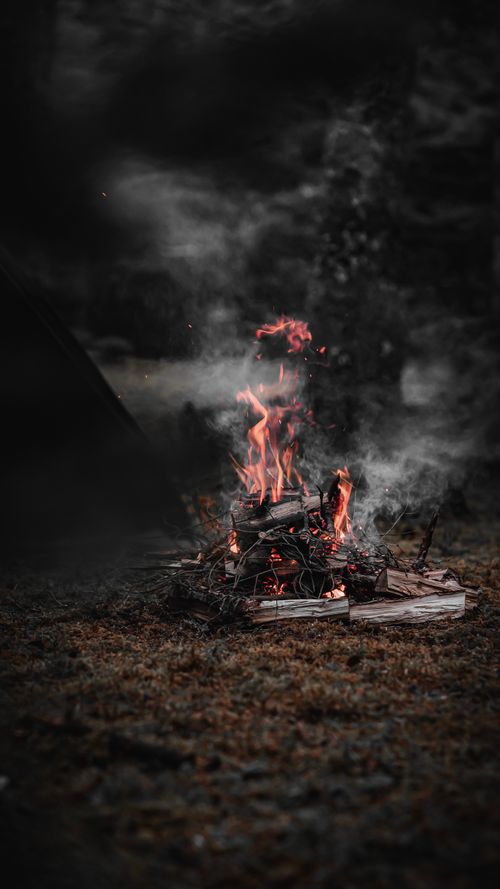 Free A tranquil campfire glowing warmly amidst the dark night in Bolu, Türkiye. Stock Photo