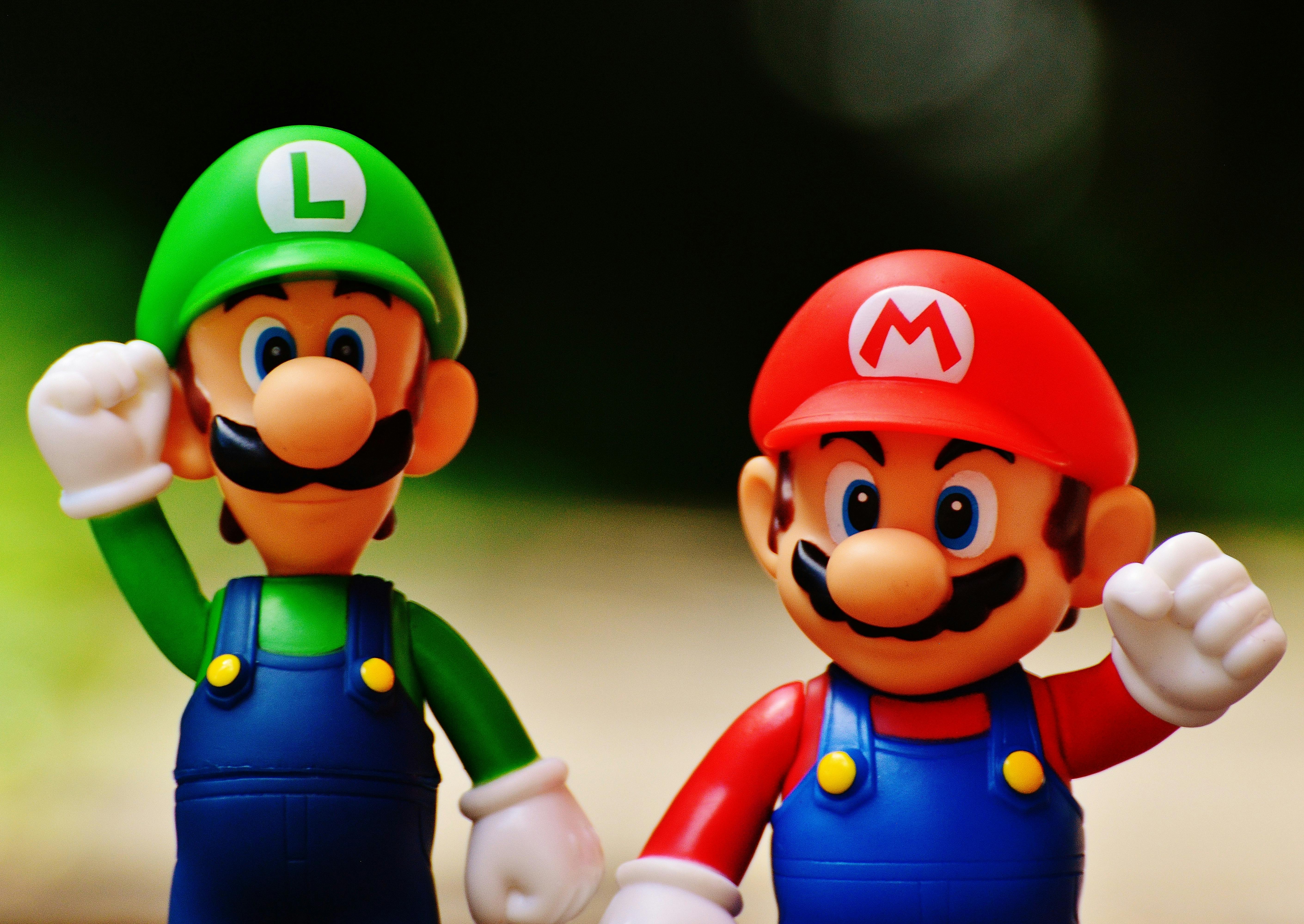 Luigi And Super Mario Figure Free Stock Photo