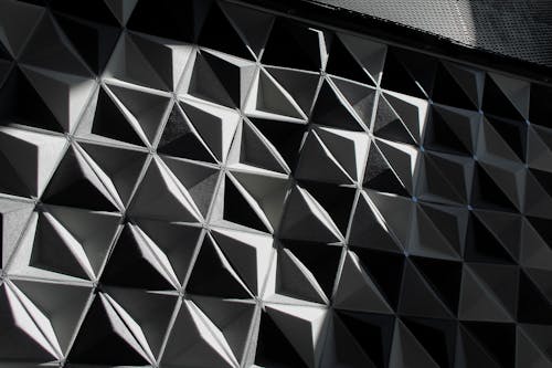 A black and white photo of a black and white geometric pattern