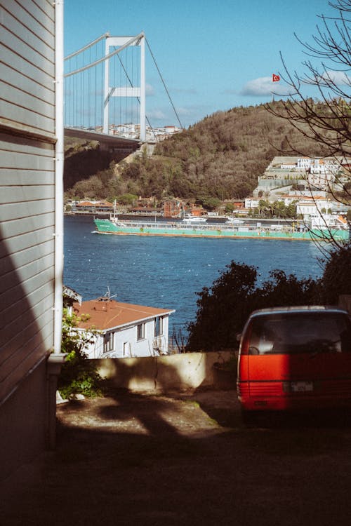 Container Ship on Bosporus in Turkey