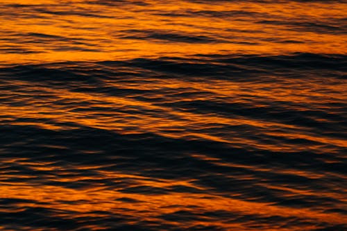 waves painted by sunset