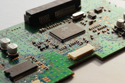 Free Green Black and White Computer Chip Circuit Stock Photo