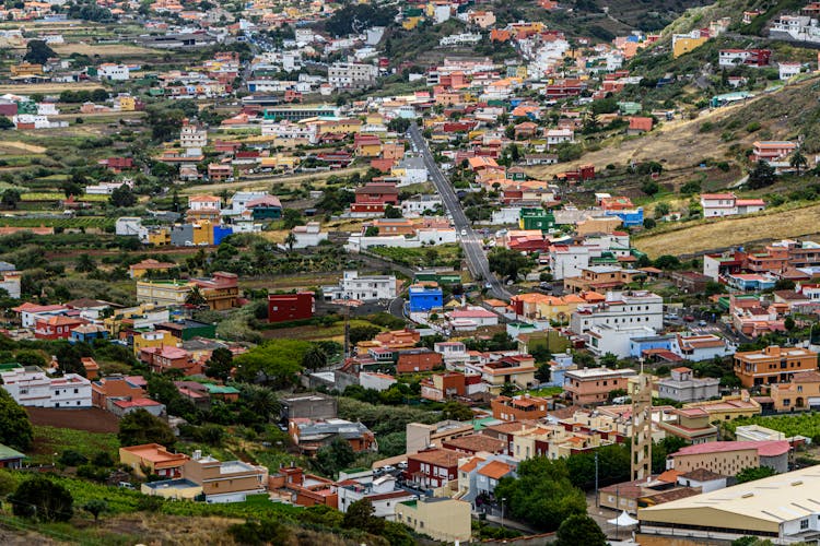 Aerial View Of The City In The Valley