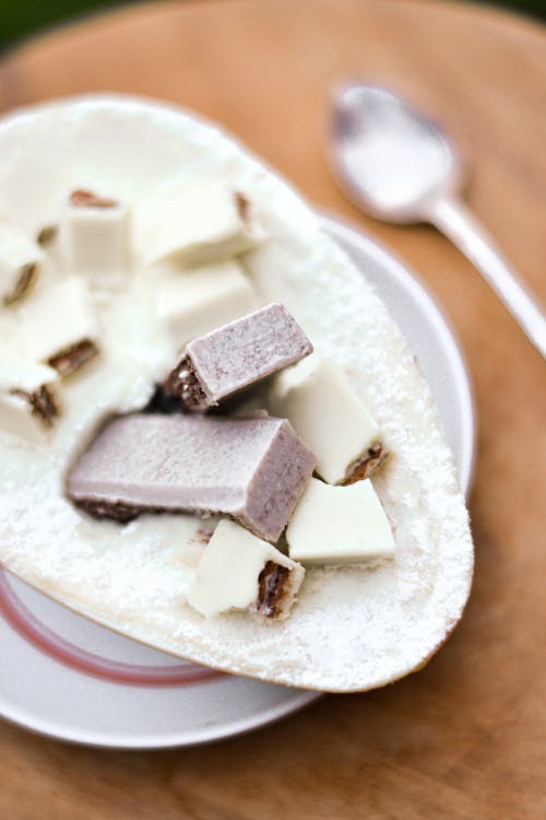 Free Close-up of a Dessert with White Chocolate Bars  Stock Photo