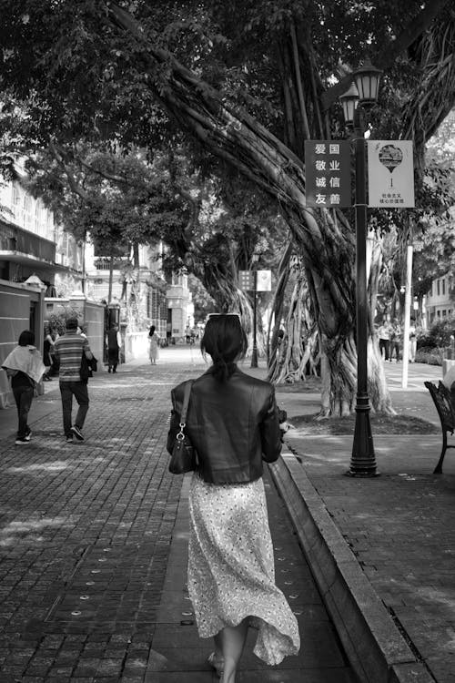 Free A Woman Walking in a City  Stock Photo