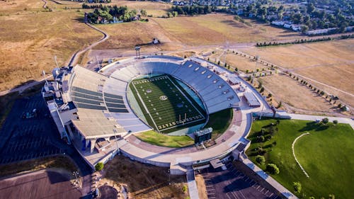 Free Aerial Photo of Gray and White Stadium Stock Photo