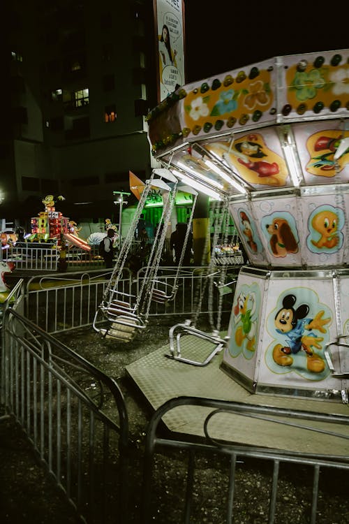 Carousel in Amusement Park at Night