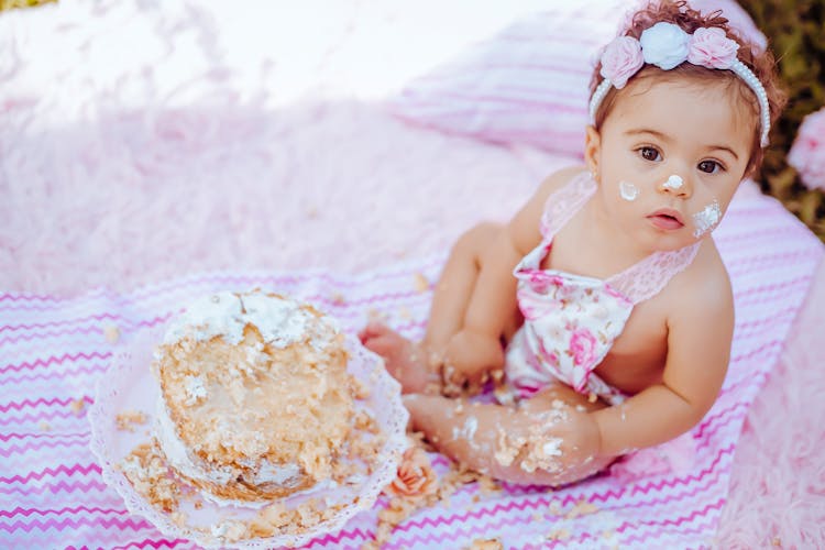 Messy Child With Birthday Cake