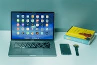 A laptop computer with an apple logo on it