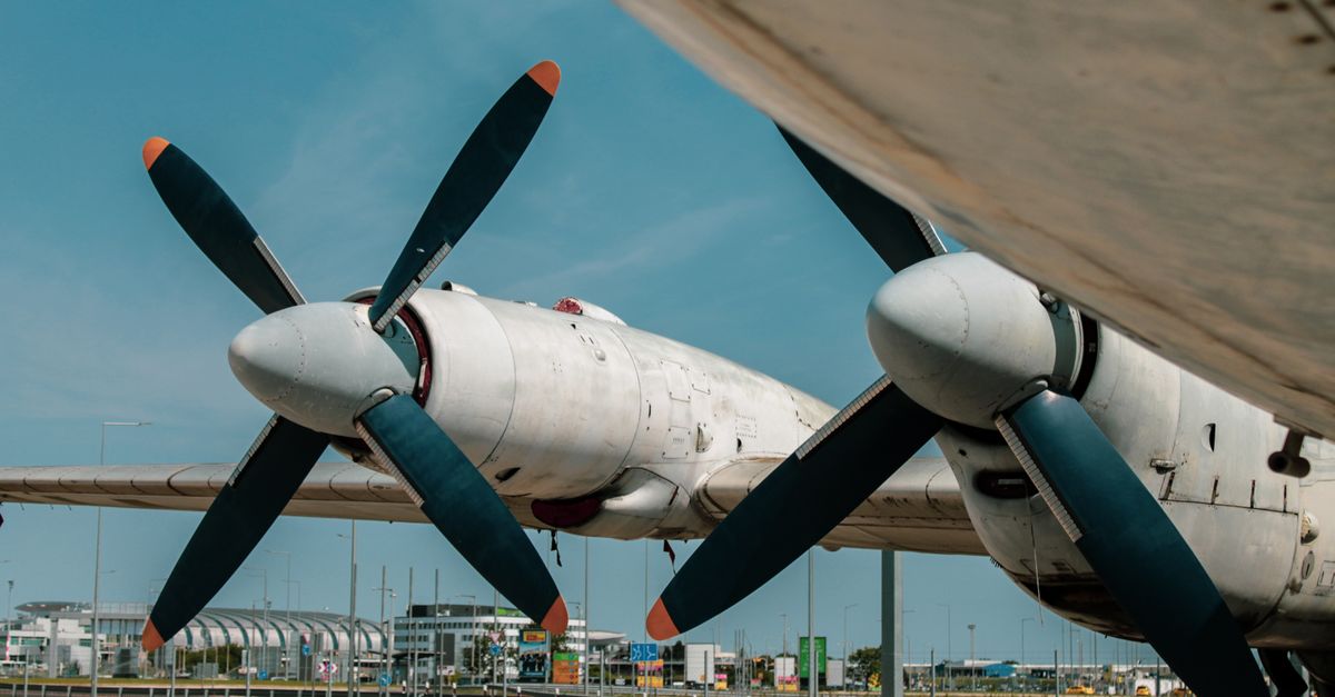 Detailed view of vintage airplane propellers showcasing aviation heritage in Budapest.
