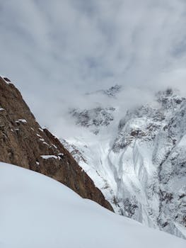 Breathtaking view of snow-covered mountains in Phander Valley, perfect for winter landscapes.