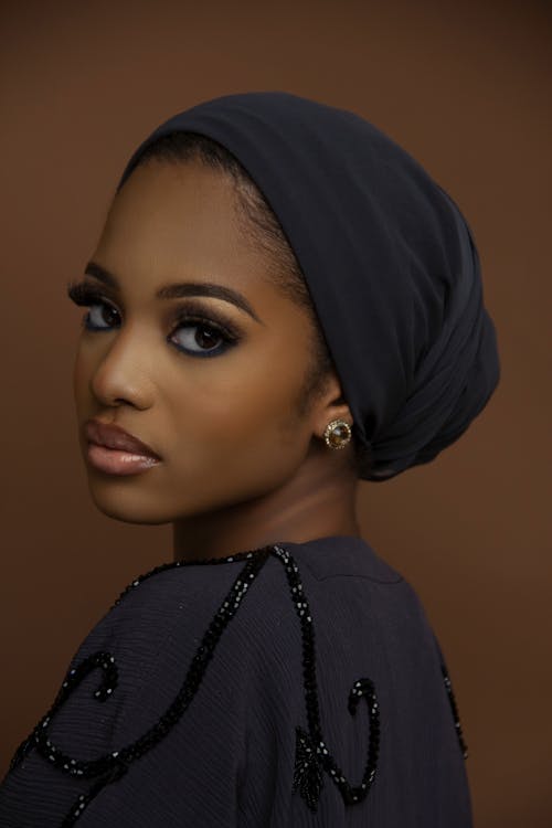 Portrait of a Beautiful Woman Wearing a Turban 
