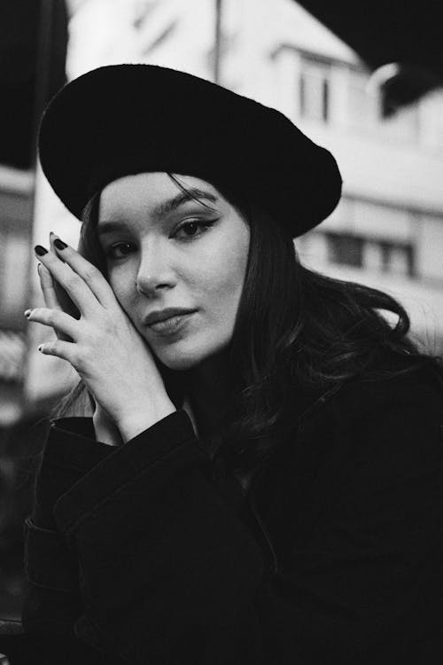 Free Beautiful Brunette Woman with Hat Stock Photo