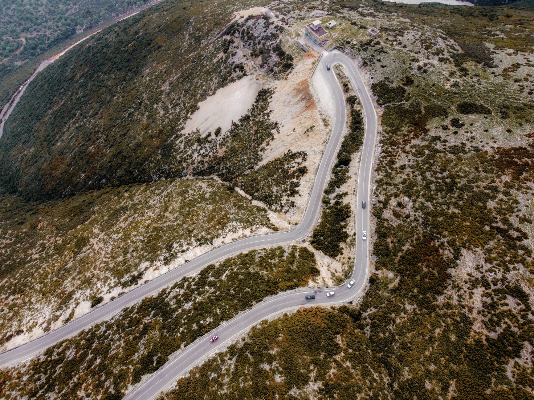 Mountain road winding up through beech forest on Mount Vitosha above Sofia
