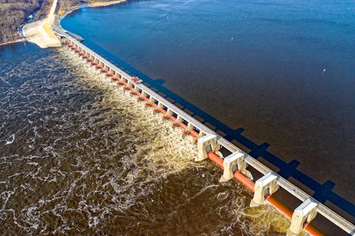 Free Aerial Photography Of Dam Stock Photo