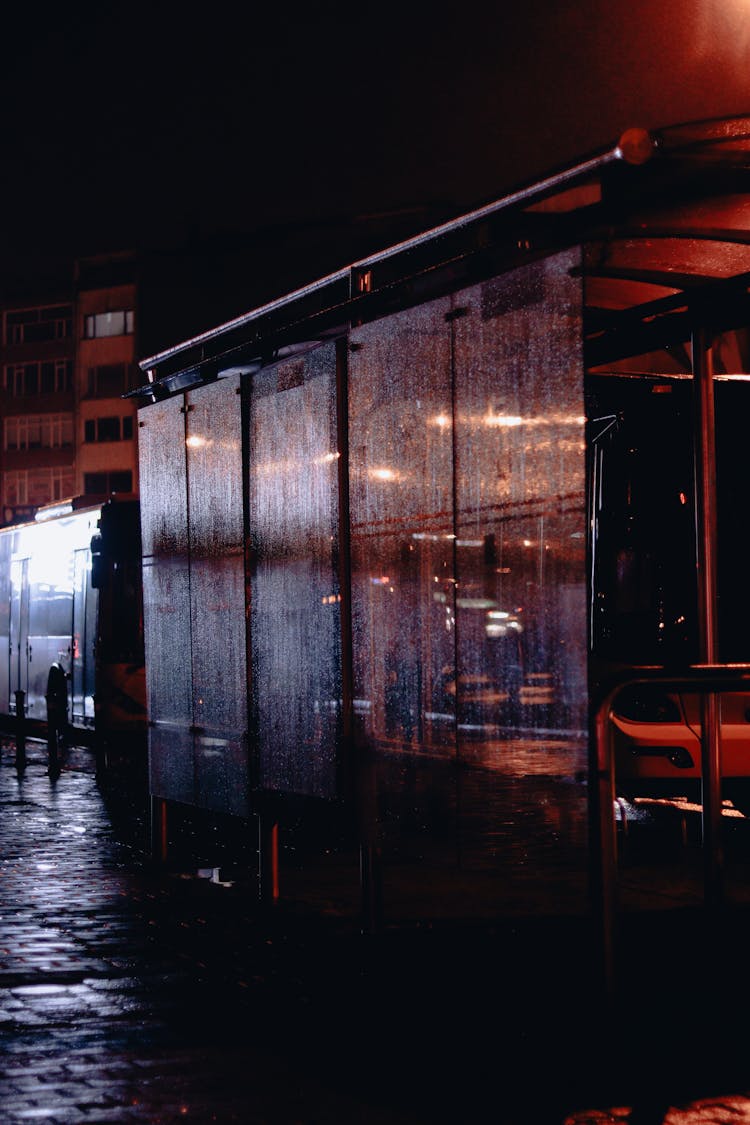 Bus Stop At Night