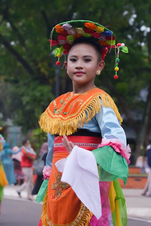 Portrait of Woman in Colorful, Traditional Clothing 