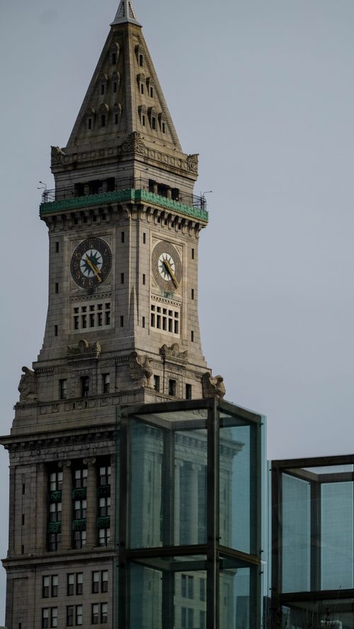 Free Close-up of the iconic Custom House Tower with overcast sky. Stock Photo