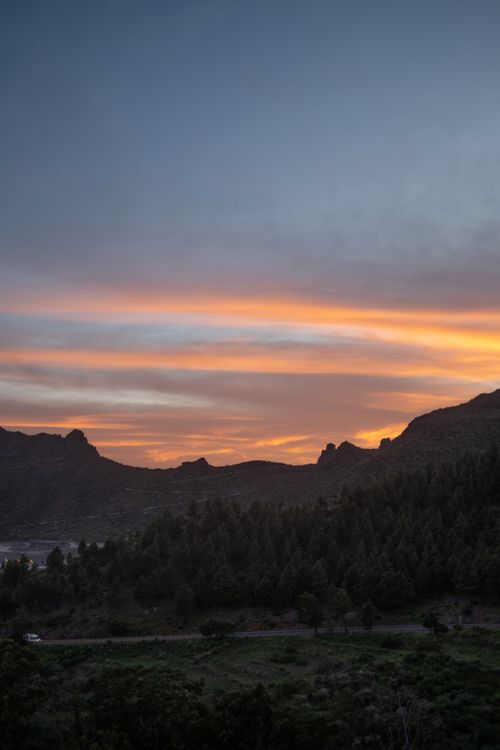 Free Beautiful sunrise over the Tenerife mountains with vibrant skies. Stock Photo