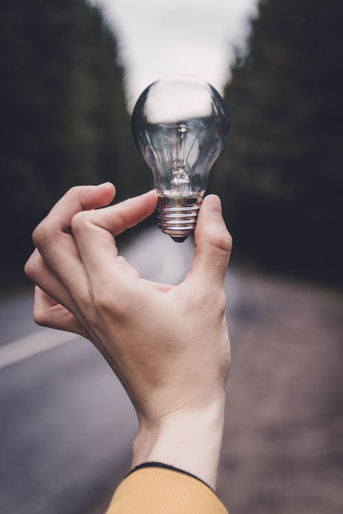 Free Person Holding Light Bulb Stock Photo