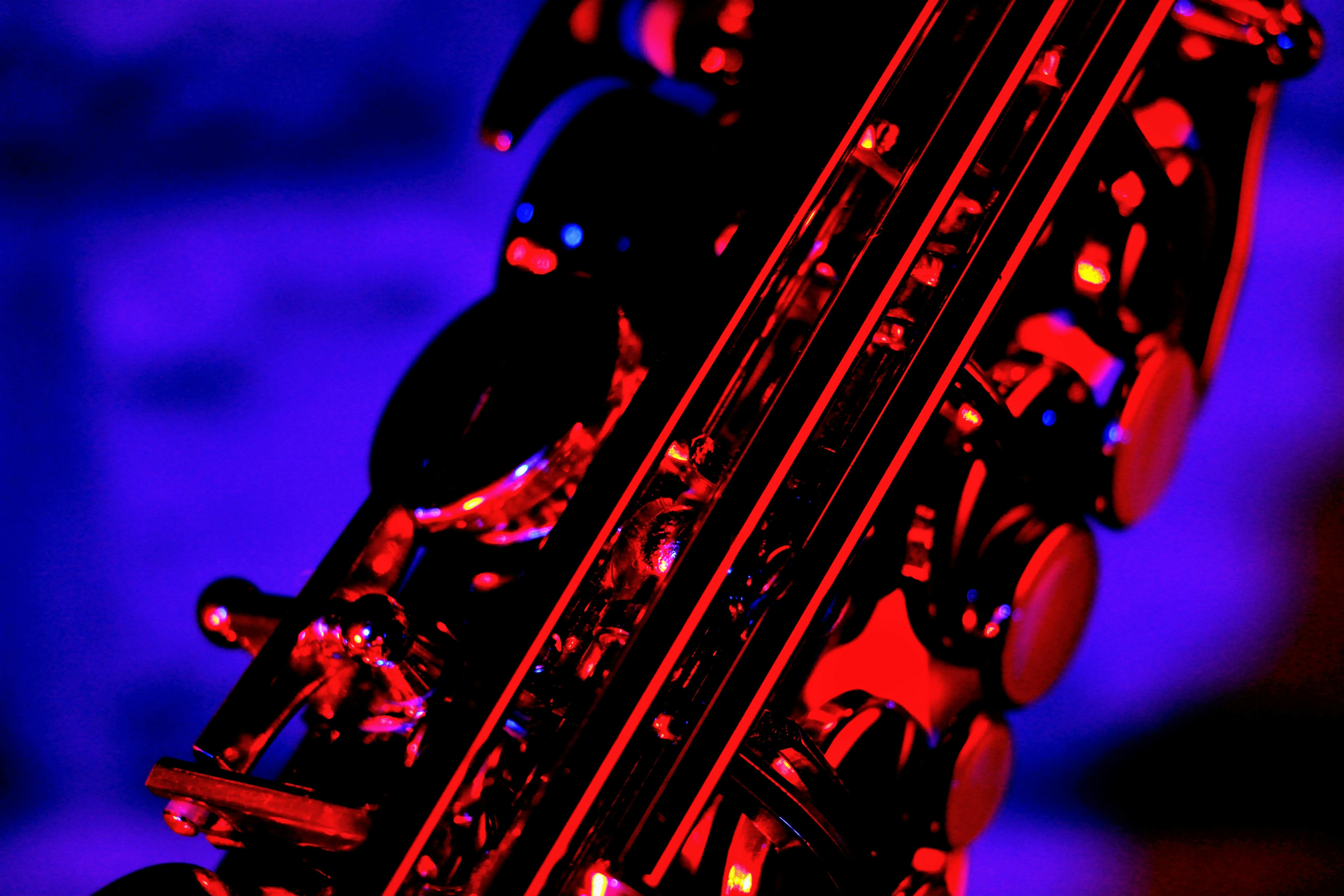 Free stock photo of blue, red, saxophone