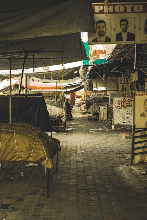 Empty Market Stalls with Cover