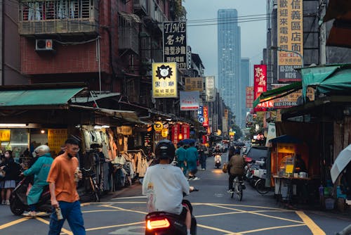 A Busy Street in Central Taipei, Taiwan 
