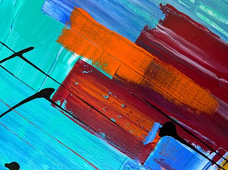 Colorful abstract artwork with dynamic brushstrokes in vibrant hues of red, blue, and orange.