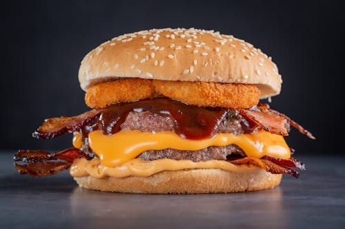 Close-up of a Burger with Bacon 