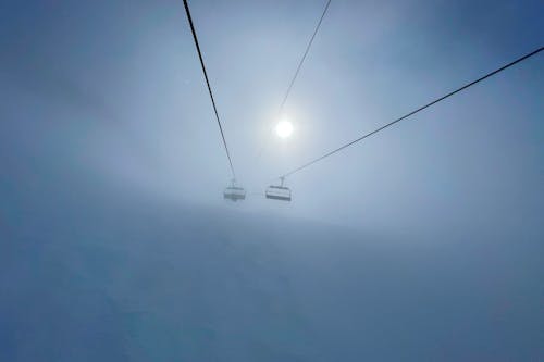 滑雪纜車, 霧 的 免费素材图片