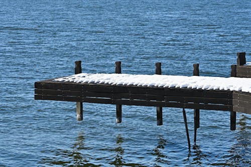göl, İskele, kar içeren Ücretsiz stok fotoğraf
