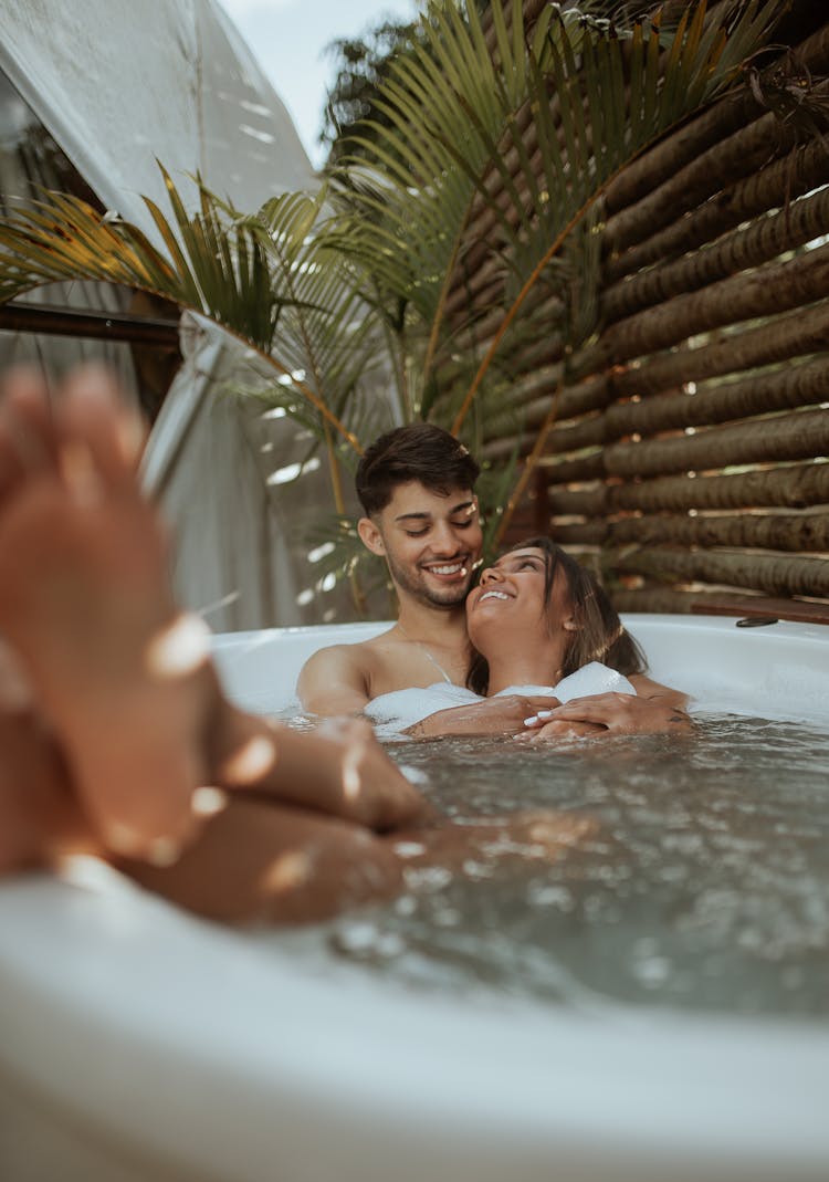 Happy Couple In Bathtub