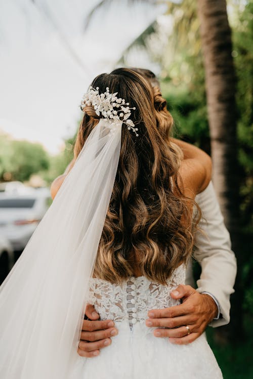 Newlywed Couple Embracing 