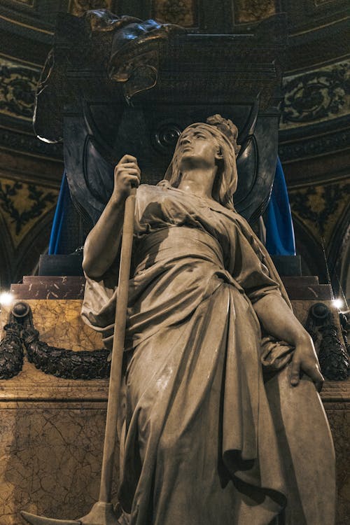 Low Angle Shot of a Female Likeness Statue 