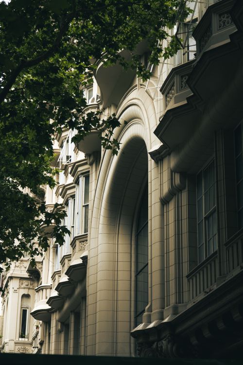 Free Elegant neoclassical architecture with intricate facade and arches in Buenos Aires, Argentina. Stock Photo
