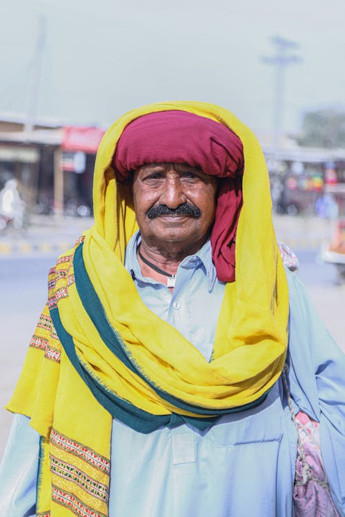 Portrait of a Man Wearing a Headscarf 