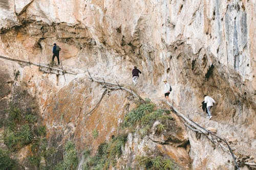 People on the Hiking Trail in Caminito del Rey in Malaga, Spain