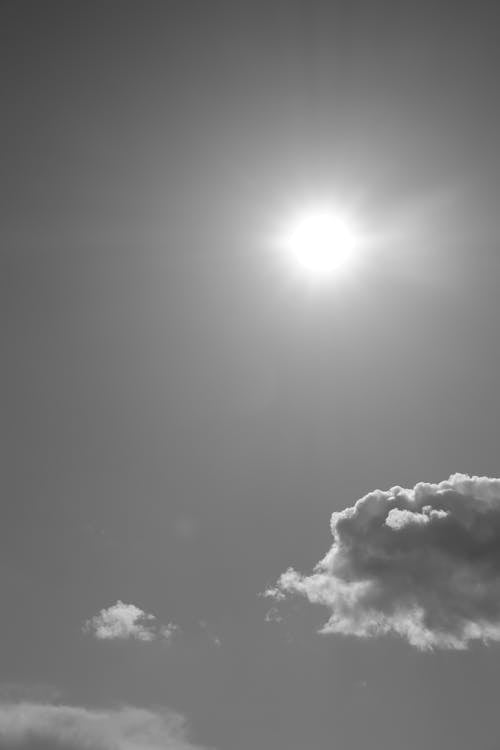 Black and White Photo of a Sunny Sky 