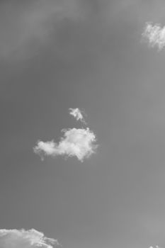 Elegant black and white cloudscape showing minimalist sky and scattered clouds.