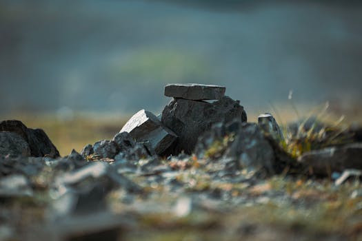 A tranquil scene of rocks and stones in Mashhad, Iran showcasing natural beauty.