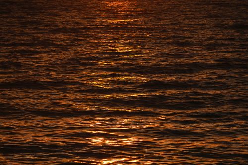 Free Captivating view of the ocean waves illuminated by a golden sunset in Puerto Vallarta, Mexico. Stock Photo