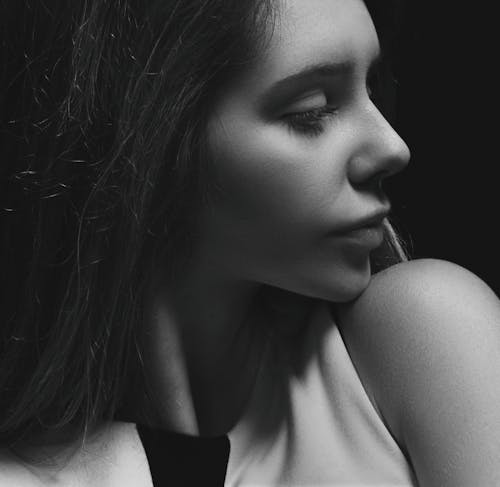 Black and White Studio Portrait of a Young Woman 