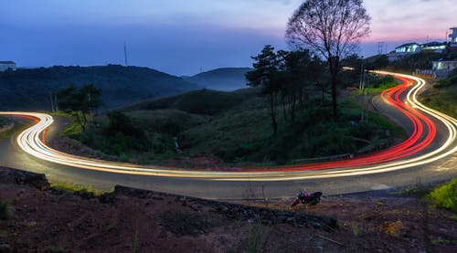 Lights on Road at Dusk