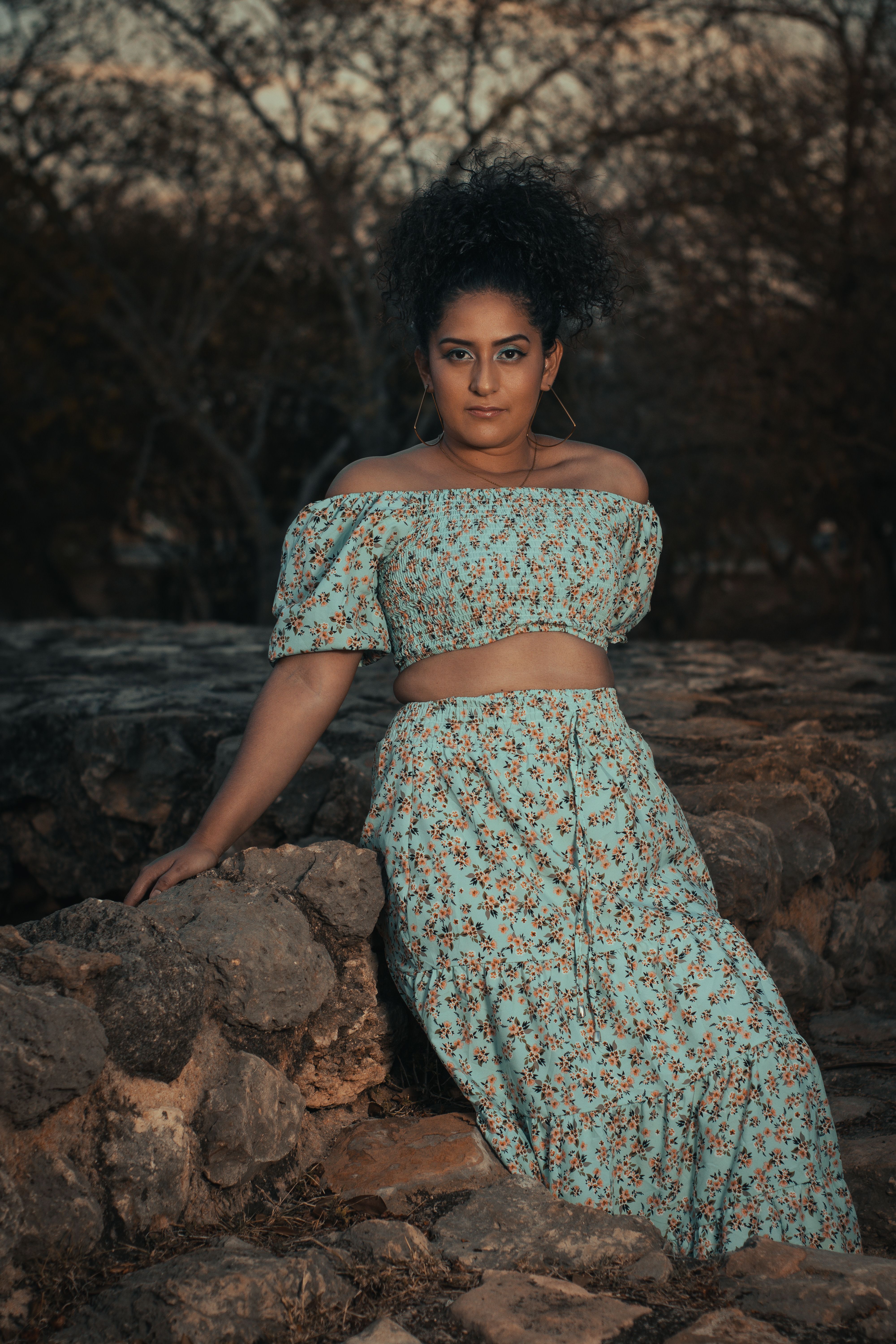 Blusa Ciganinha Floral Verde