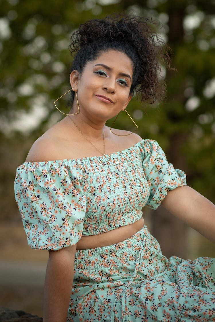 Beautiful Woman Posing In Summer Garden