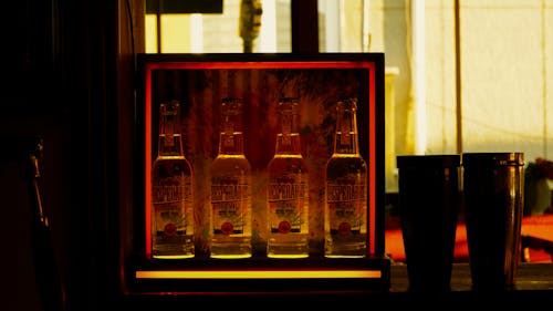 Bottles of Beer in an Illuminated Box 